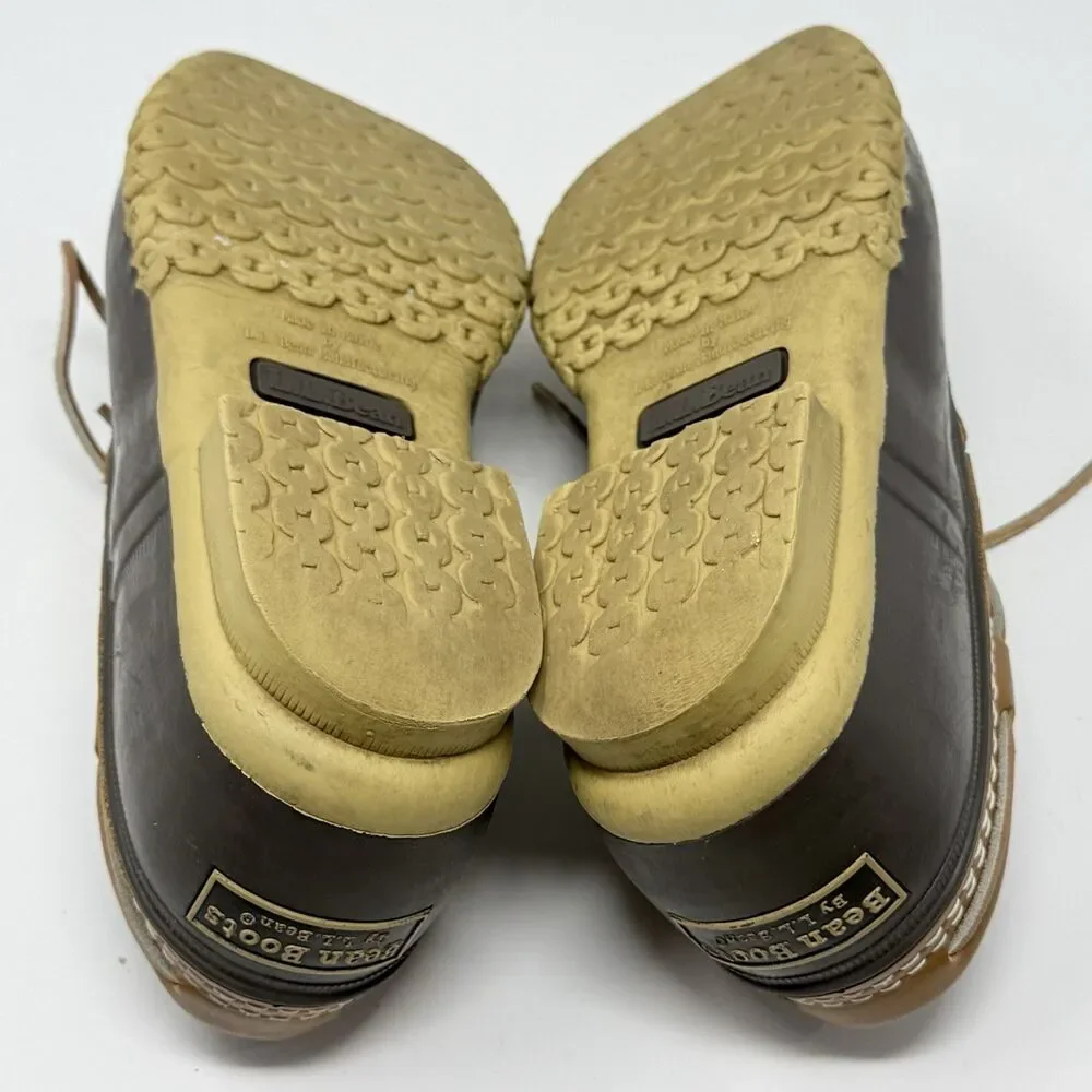 L.L. Bean Duck Boots Low Shoes Mens 10 Wide Brown Leather Rubber Moc Waterproof